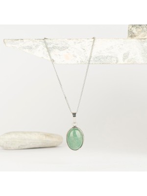 Aventurin Damla Dogal Taş Kolye