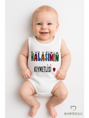 Babyden's Halasının Kıymetlisi Yazılı Kolsuz Bebek Body – Pamuk Eğlenceli Yazlık Zıbın Body Tulum 03-24AY