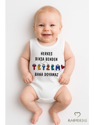 Babyden's Herkes Bıksa Benden Teyzem Bana Doyamaz Yazılı Kolsuz Bebek Body Pamuk Yazlık Zıbın Tulum