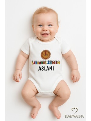Babyden's Babaannesinin Aslanı Yazılı Çıtçıtlı Bebek Body Tulum | Pamuk Kısa Kollu Erkek Bebek Zıbın