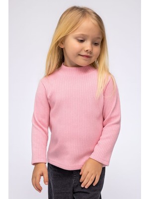 Düz Renk Raporlu Çocuk Body Pembe