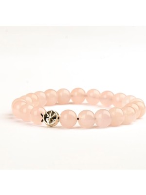 Pembe Kuvars Doğal Taş Bileklik (8 Mm) – Sevda Taşı