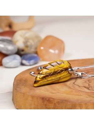 Kaplan Gözü Doğal Taş Kanat Kolye