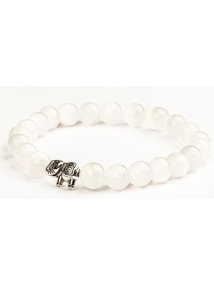 Selenit Doğal Taş Bileklik (8 Mm) – Ruhun Işığı