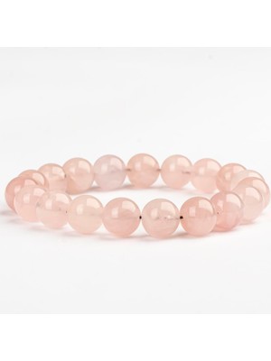 Pembe Kuvars Doğal Taş Bileklik (10 Mm) – Dinginlik Tılsımı