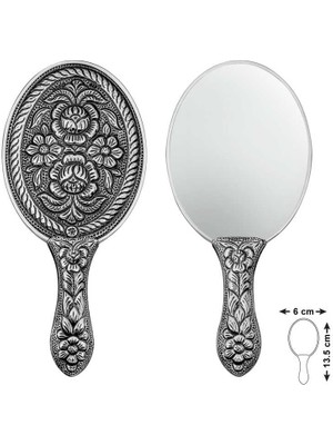 Stumbanng Gümüş Papatya ve Gül Motifli El Aynası