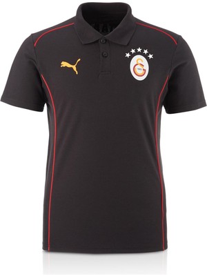 Galatasaray Lisanslı Puma A Takım Polo Galatasaray Yazılı Siyah 5 Yıldızlı T-Shirt