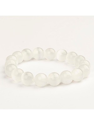 Selenit Doğal Taş Bileklik (10 Mm) – Taç Işığı