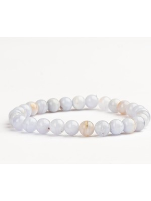 Kalsedon Doğal Taş Bileklik (6 Mm) – Mavi Huzur
