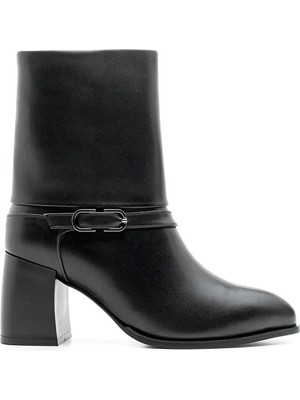 Kindep Siena Sivri Burun Fermuarlu Kadın Bot Siyah