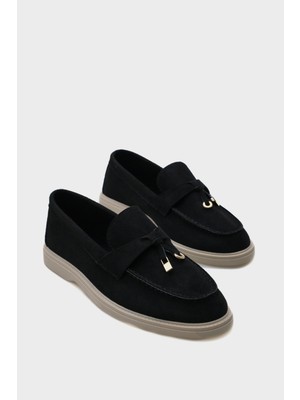 Capone Outfitters Calypso Kadın Loafer Düz Taban Siyah Suni Deri Günlük Kullanım İçin Uygun