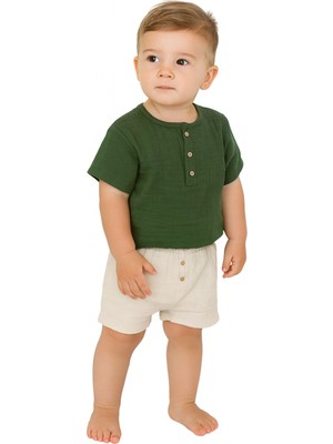 Şortlu Erkek Bebek Müslin Takım
