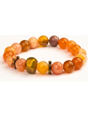 Karnelyan Akik Doğal Taş Bileklik (10 Mm) – Içten Parıltı