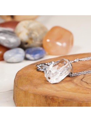 Kristal Kuvars Doğal Taş Kolye