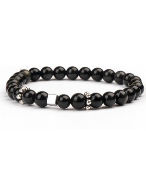 Obsidyen Doğal Taş Bileklik (6 Mm) –  Ruh Kalkanı