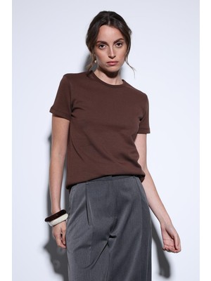 Antioch Kahve Basic Kadın T-Shirt