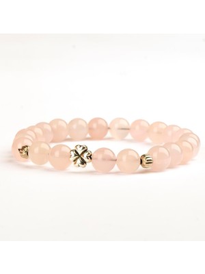 Pembe Kuvars Doğal Taş Bileklik (8 Mm) – Duygu Çiçeği