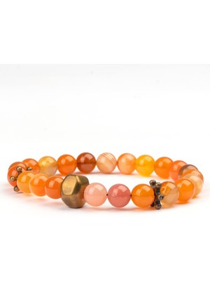 Karnelyan Akik Doğal Taş Bileklik (8mm) – Güneş Nefesi