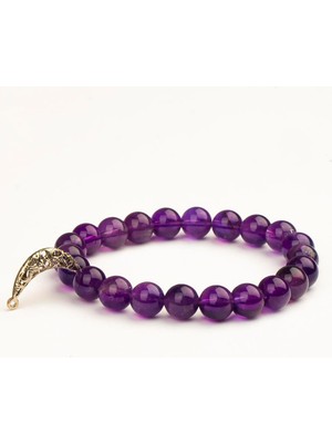 Ametist Doğal Taş Bileklik (8 Mm) – Taç Çakra Uyumlu