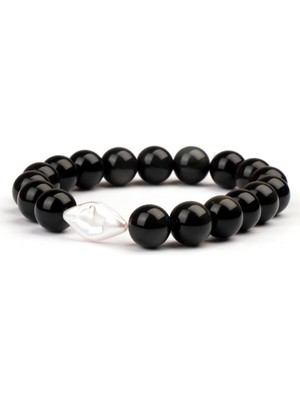 Obsidyen Doğal Taş Bileklik (10 Mm) – Zihin Koruması