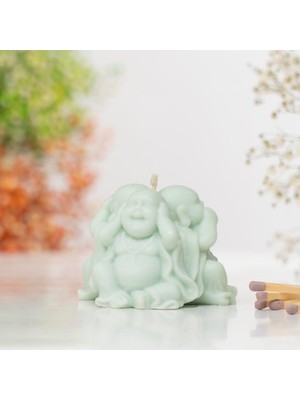 Üç Maymun Buddha Temalı Vegan Soya Mumu