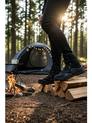 Big King Fermuarlı Erkek Outdoor Trekking Bot Siyah-Füme Malzeme ile Rahat Taban