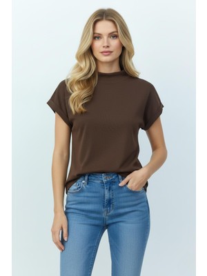 8174A Dik Yaka Kısa Kol Badi Kahve