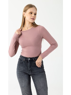 Kadın Bisiklet Yaka Pamuklu Basic Body Pembe - MW0000832