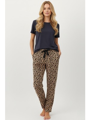 Rays Kahve Leopar Desenli Kadın Pijama Altı 4532