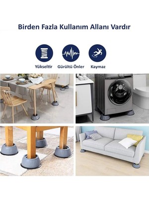 Titreşim Engelleyici Makine Ayağı 4’lü Set – Çamaşır, Buzdolabı ve Bulaşık Makinesi Için Kaymaz Yükseltici Altlık