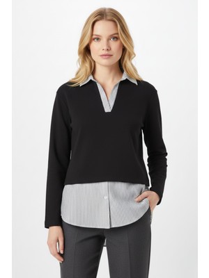 8241A Gömlek Detay Bluz Siyah