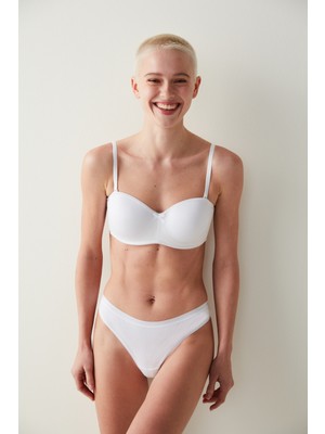 Penti Beyaz Toparlayıcı Dolgusuz Straplez Lotus Balenli Sütyen