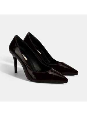 Kadın Bordo Deri Stiletto