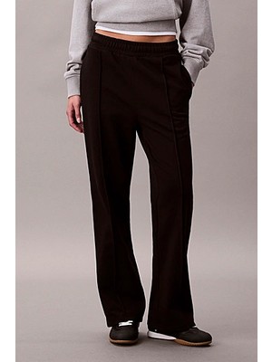 Kadın Düz Paça Önü Dikişli Eşofman Altı - Siyah