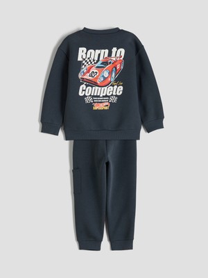 Lcw Kids Antrasit Bisiklet Yaka Baskılı Erkek Çocuk Sweatshirt ve Eşofman Alt 2'li