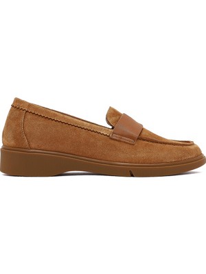 Kadın Taba Süet Deri Comfort Loafer 25AFD154210