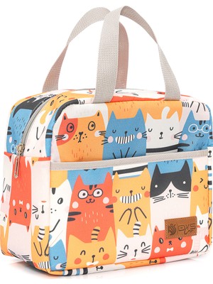 Dys Case Dyscase Yemek Taşıma Çantası Sıcak ve Soğuk Termal Termos Mama Taşıma Çantası Kamp Piknik Soğutucu Siyah Çiçek