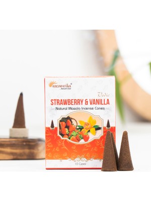 Aromatika Çilek & Vanilya Aromalı Konik Tütsü