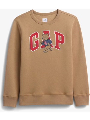 Gap V-Fa Logo Crew Çocuk Krem SWEATSHIRT.003
