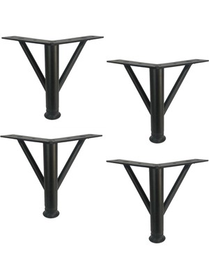 4 Adet Firkete Ayak Metal 25 cm Mat Siyah Mobilya Koltuk Ayağı