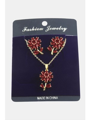 Papatya Zirkon Taşlı Set Kolye