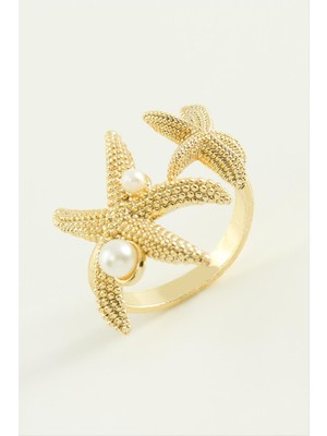 Deniz Yıldızı Inci Metal Yüzük