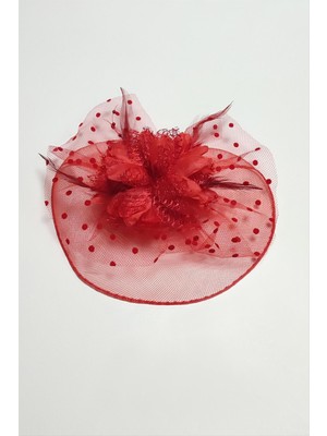 Çiçek Tüylü Dantelli Şapka Toka