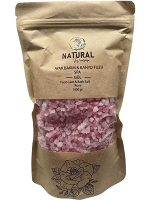 Doğal Ayak ve Banyo Tuzu, Gül Aromalı, 1000 Gr, Rahatlatıcı ve Ferahlatıcı Kullanım