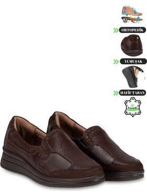 Forelli Kadın Hakiki Deri Düz Taban Ortopedik Şık Günlük Anne Ayakkabısı F5KZ/C2132