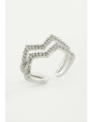 Zikzak Zirkon Taşlı Yüzük