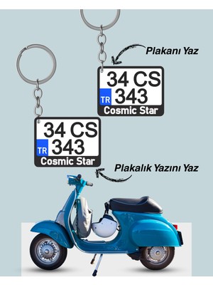 Kişiye Özel Isimli Motor Plaka Anahtarlık Çanta Süsü Sevgiliye Hediye Çiftli Set (2 Adet)