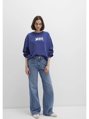 Mavi Mavi Logo Baskılı Lacivert Sweatshirt 1S10372-70498