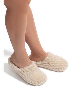 Twigy Beyonce Kadın Peluş Ev Terliği Bej 37/41