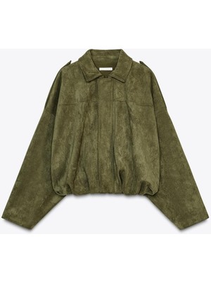 Süet Apoletli Bomber Ceket